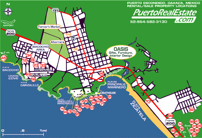 Puerto Escondido Map